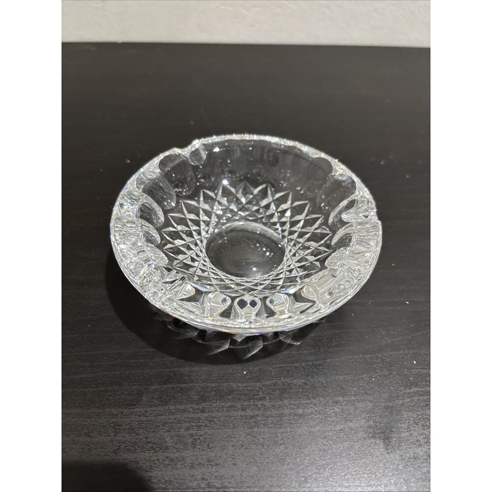 Vintage Waterford Cut Crystal Ashtray Round Cigarette Cigar 3 Slot 4.75”